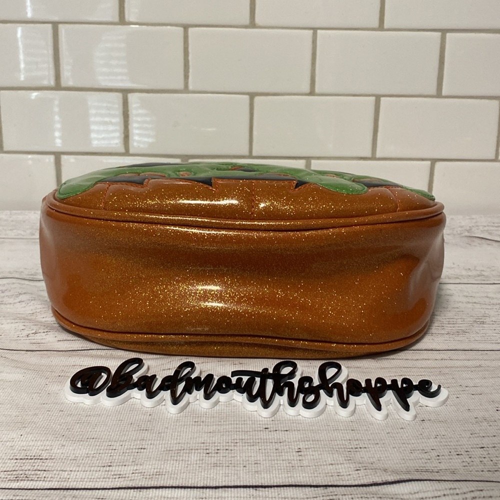 *Love Pain and Stitches Orange Green Slime Angry Pumpkin Halloween Purse - Picture 5 of 8